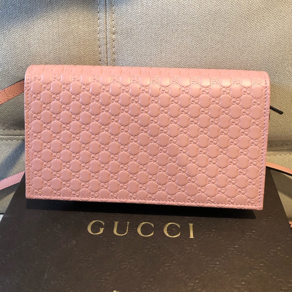 Gucci GG Leather Wallet Clutch Crossbody - Picture 2 of 8